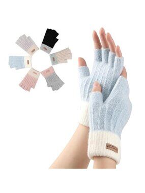 Fingerless Gloves for Women Winter Half Finger Gloves Knitted Fingerless